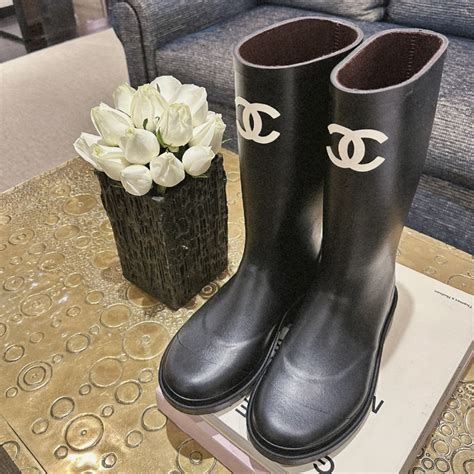 black and white chanel snow boots|chanel rain boots 2022.